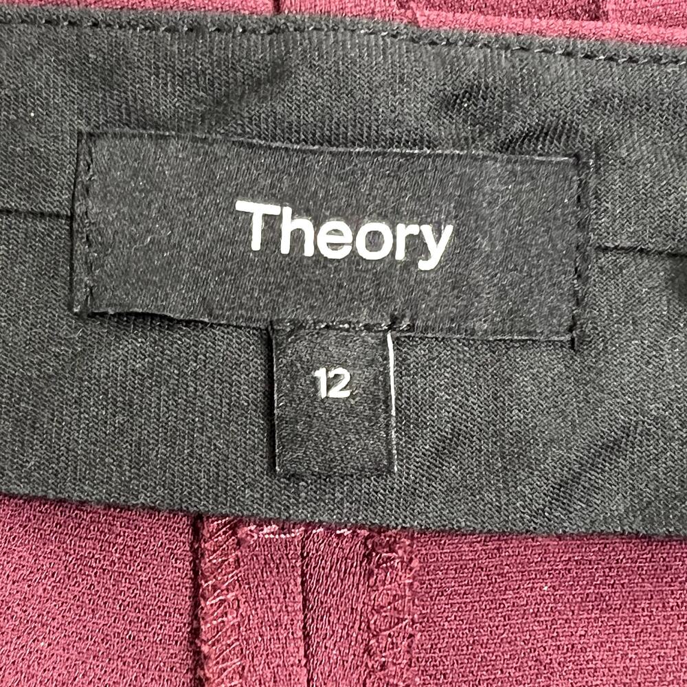 Theory Relaxed Wide Leg Crepe Pants Burgundy Womens 12 - Picture 5 of 9